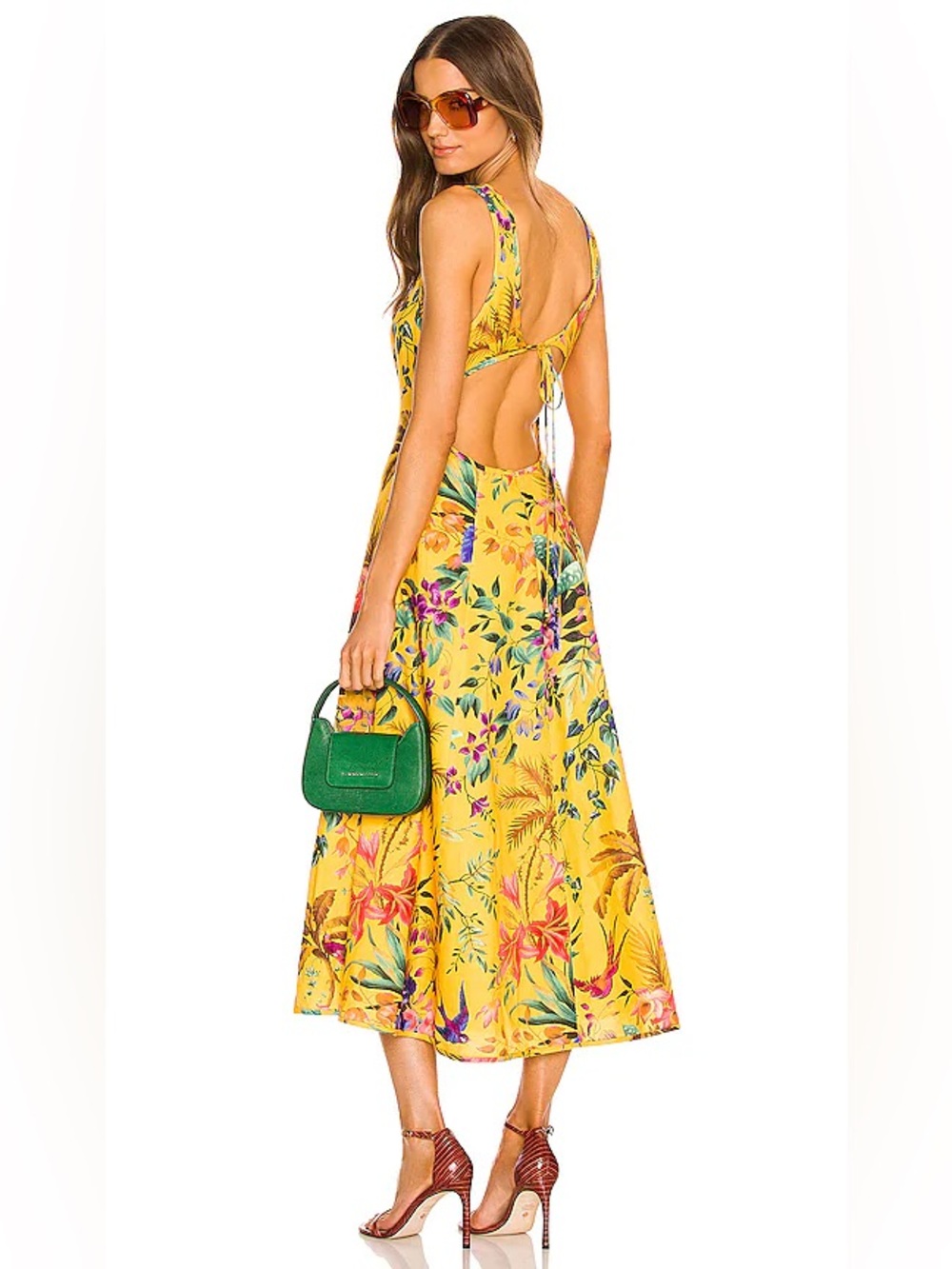 Zimmermann Tropicana Cut Out Midi Dress in Mango Floral